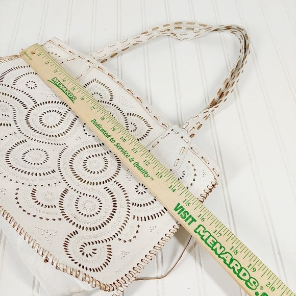 Julie Miles White Leather Cut Out Tote 0008 - Picture 13 of 15
